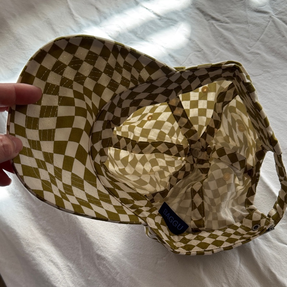 BAGGU Distorted Checkerboard Cap - Olive & White - Picture 3 of 3